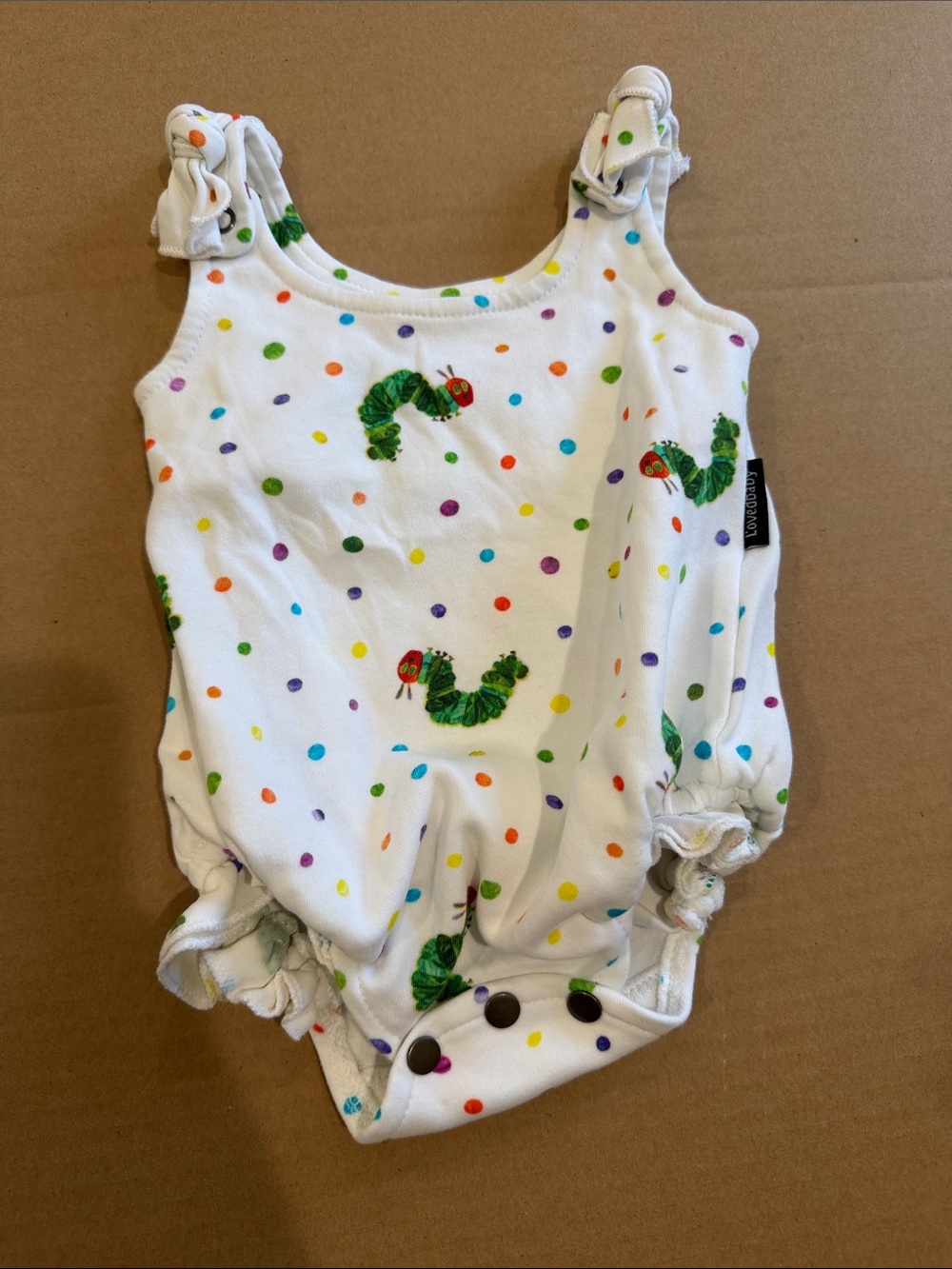 White Polka Dot Caterpillar Print Baby One-Piece Bodysuit